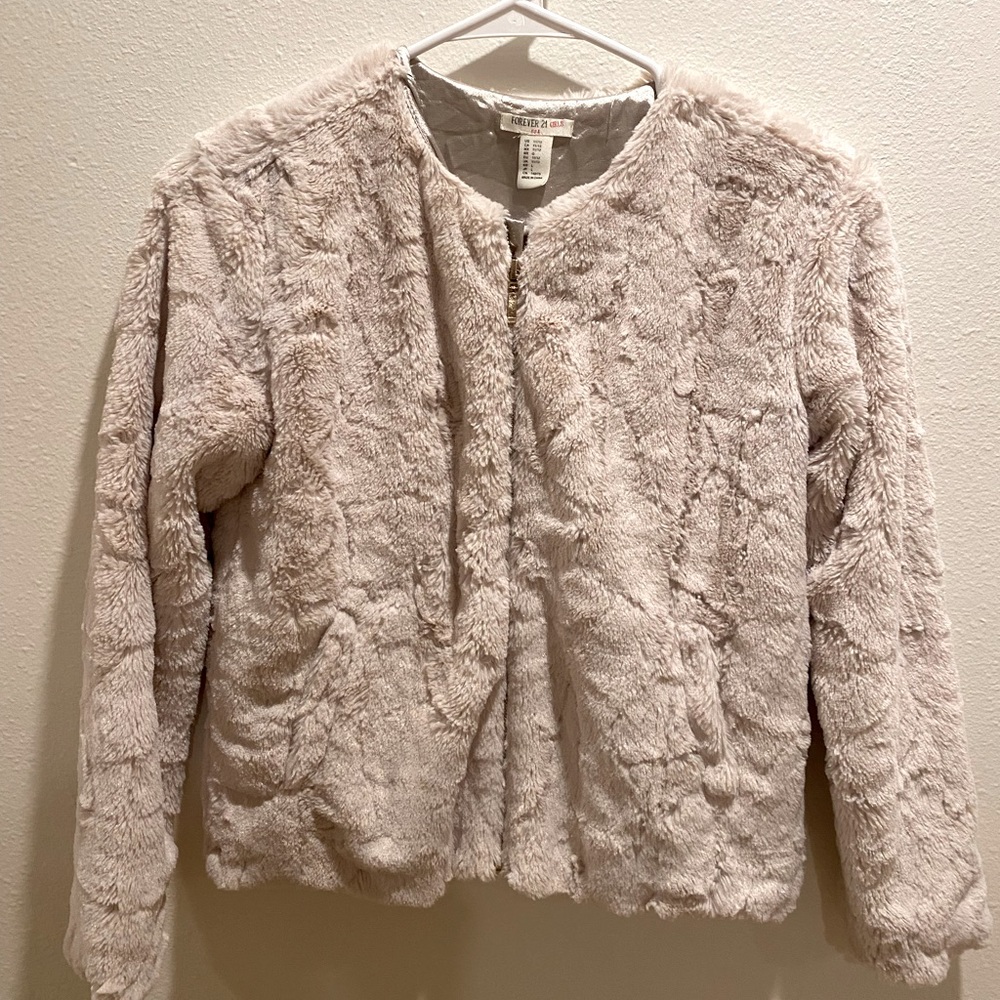 Forever 21 Faux Fur Girls Jacket, Size 11/12